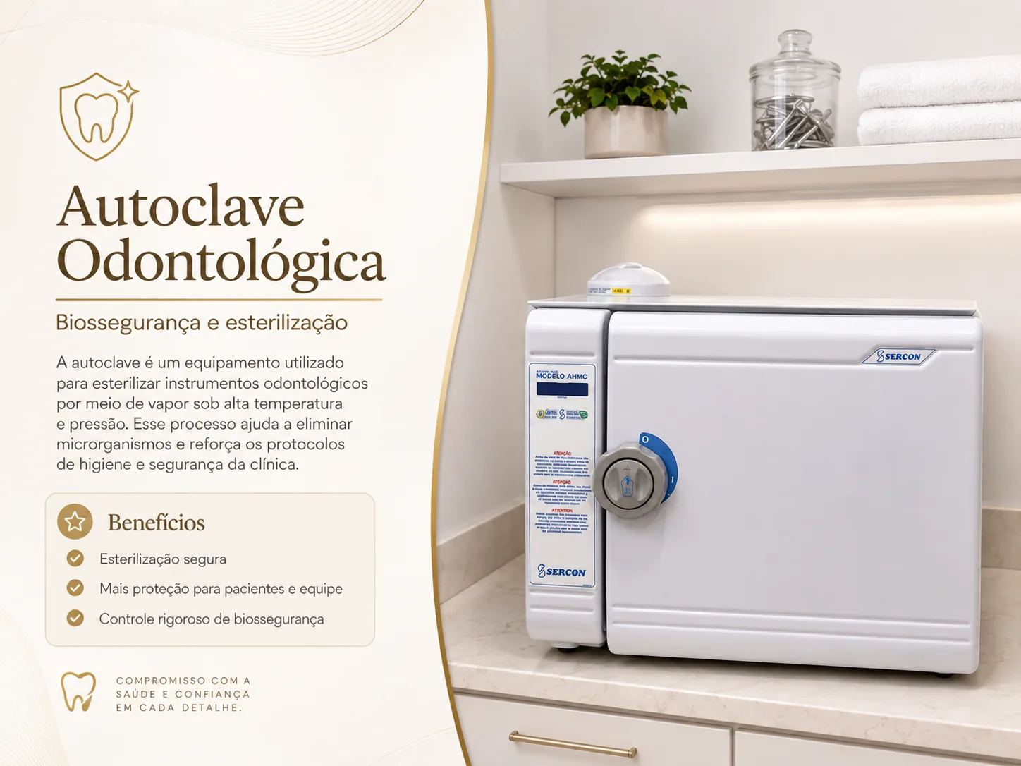 Autoclave utilizada nos protocolos de esterilização da clínica